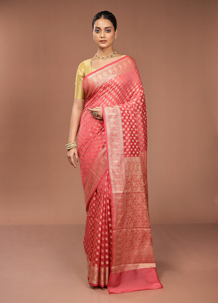 Pink Pure Cotton Saree With Blouse Piece