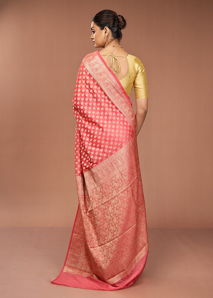 Pink Pure Cotton Saree With Blouse Piece