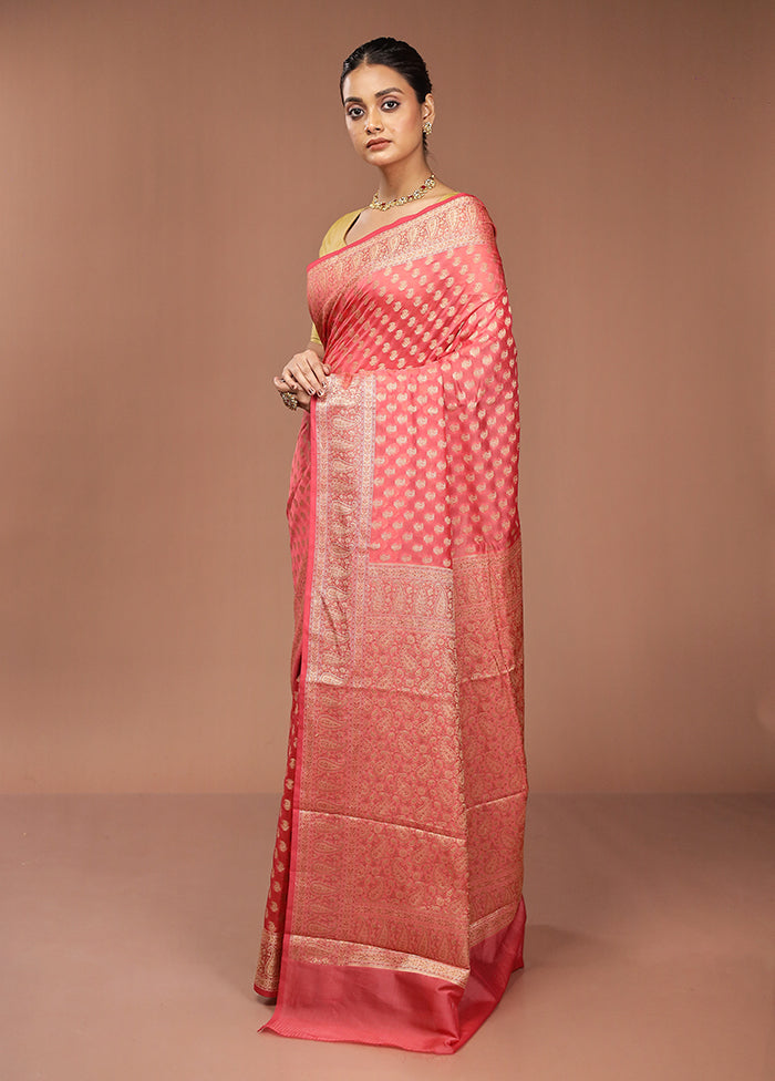 Pink Pure Cotton Saree With Blouse Piece