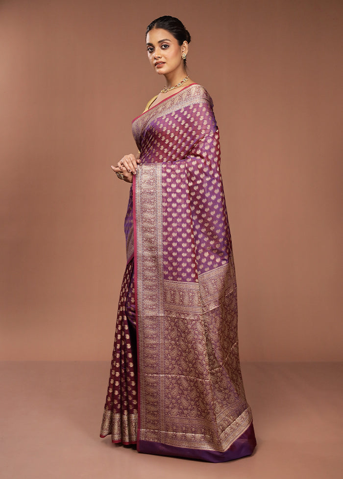 Purple Pure Cotton Saree With Blouse Piece