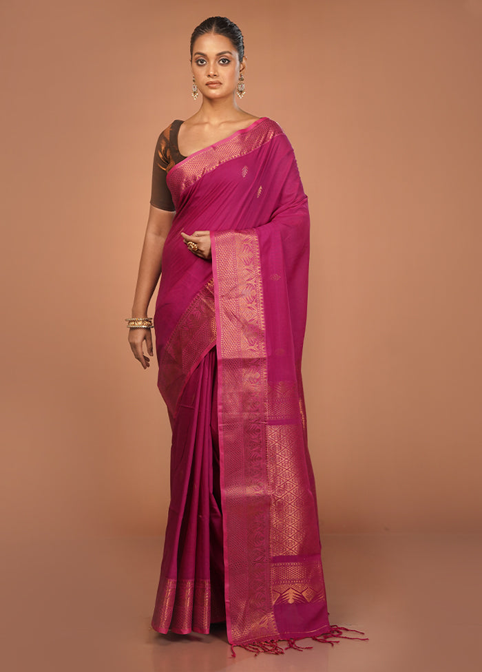 Pink Matka Silk Saree With Blouse Piece