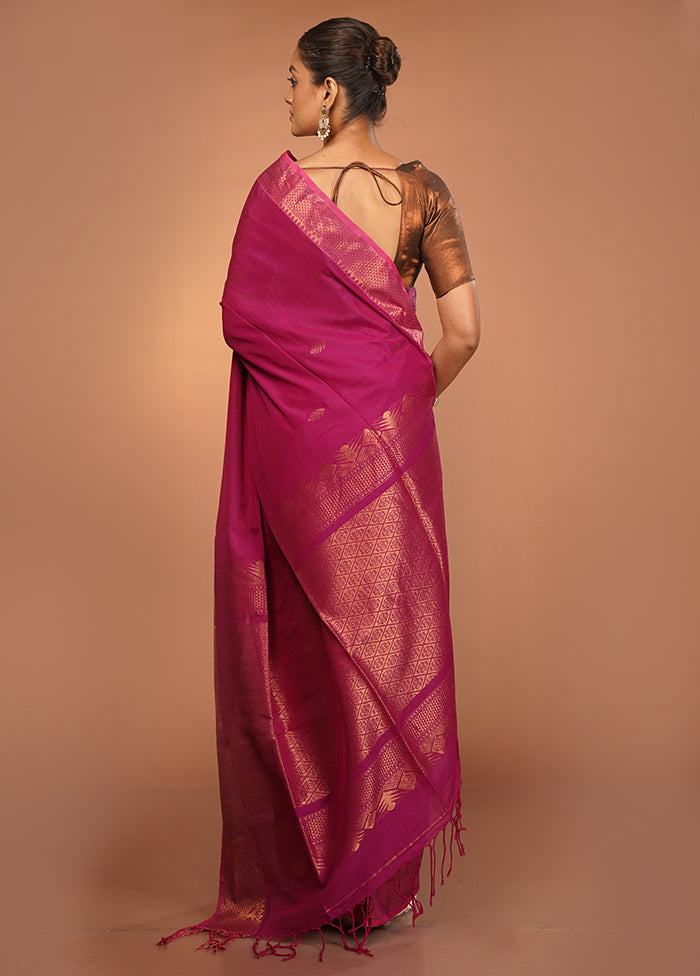 Pink Matka Silk Saree With Blouse Piece