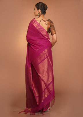 Pink Matka Silk Saree With Blouse Piece