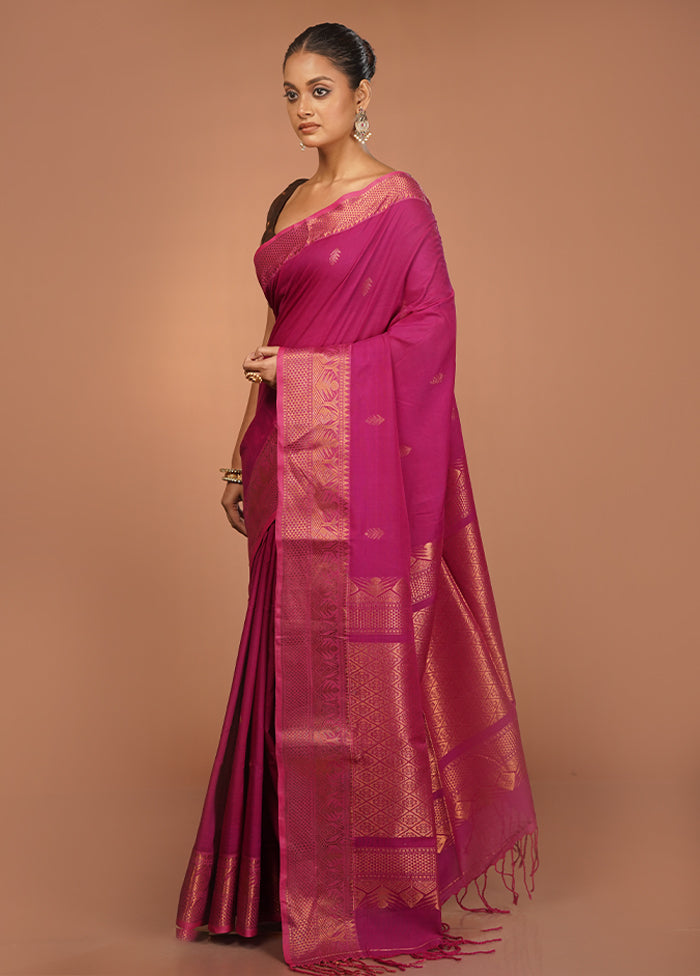 Pink Matka Silk Saree With Blouse Piece