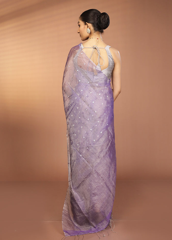 Purple Handloom Matka Pure Silk Saree With Blouse Piece