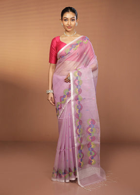 Pink Handloom Matka Pure Silk Saree With Blouse Piece