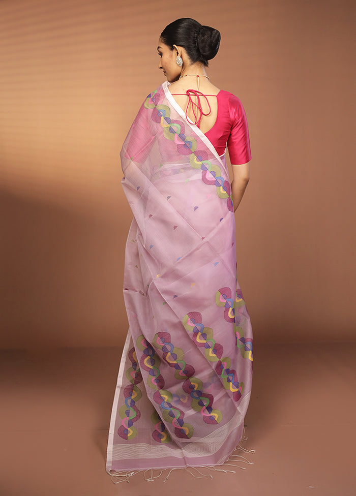 Pink Handloom Matka Pure Silk Saree With Blouse Piece