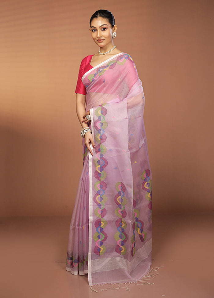 Pink Handloom Matka Pure Silk Saree With Blouse Piece