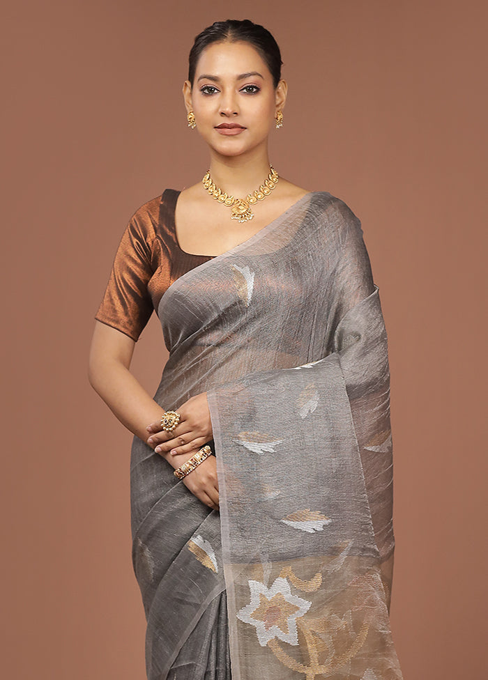 Blue Handloom Matka Pure Silk Saree With Blouse Piece