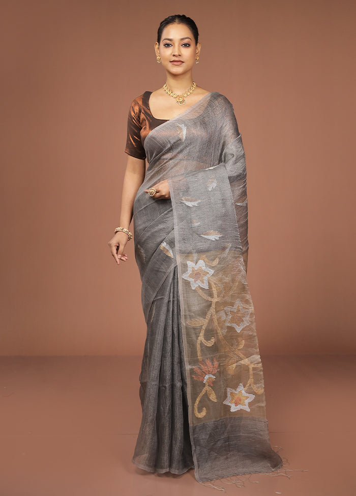 Blue Handloom Matka Pure Silk Saree With Blouse Piece