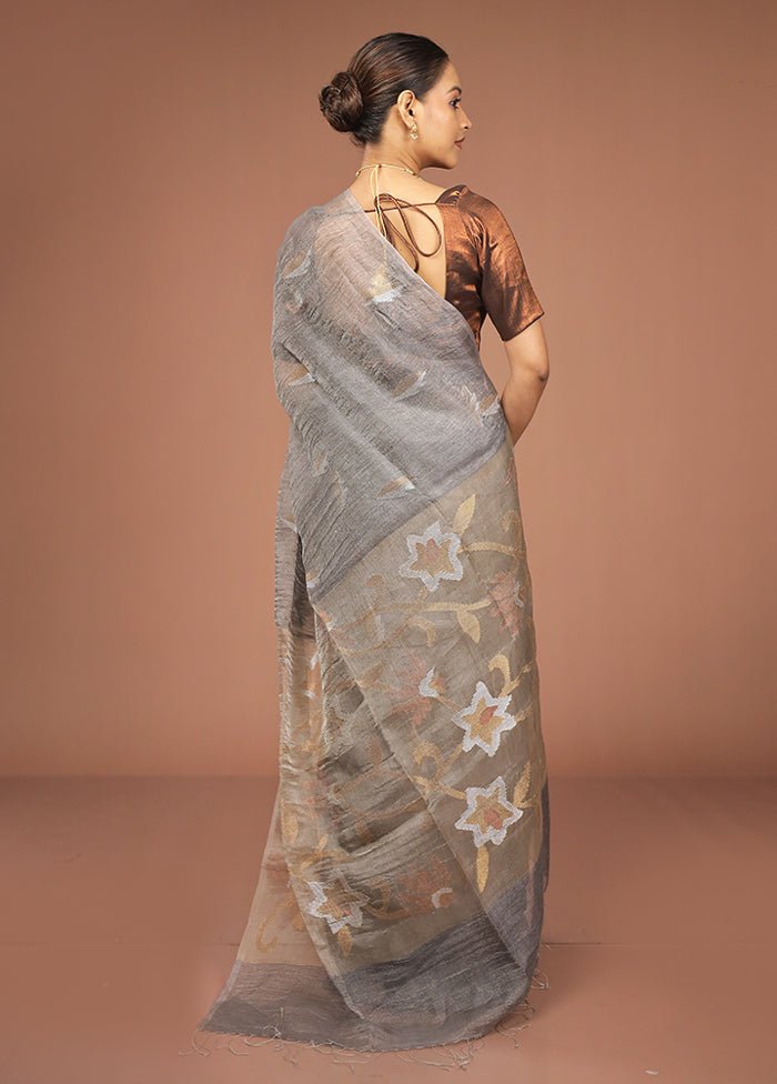 Blue Handloom Matka Pure Silk Saree With Blouse Piece