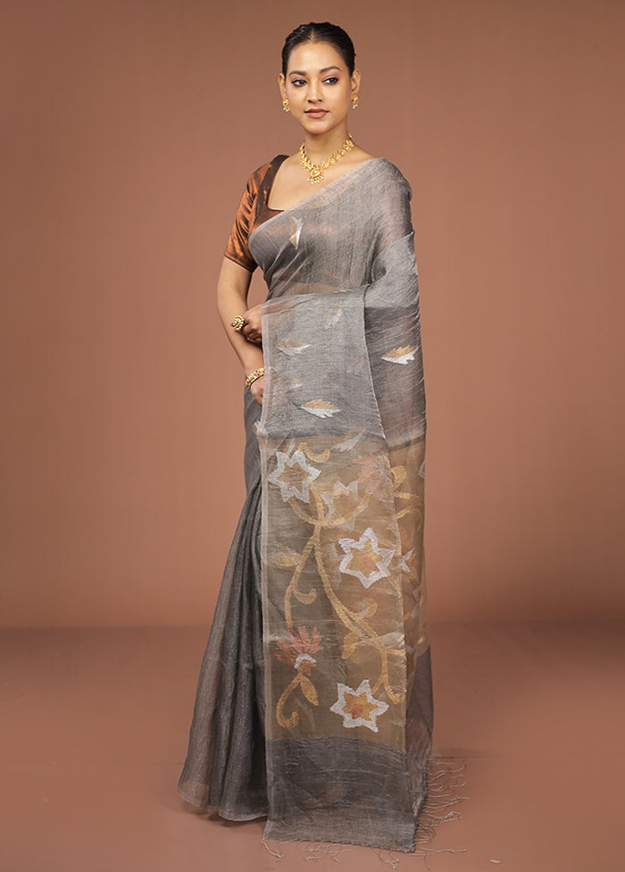 Blue Handloom Matka Pure Silk Saree With Blouse Piece