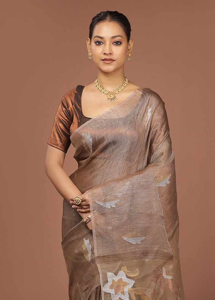 Cream Handloom Matka Pure Silk Saree With Blouse Piece
