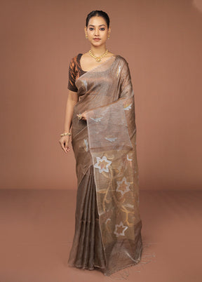 Cream Handloom Matka Pure Silk Saree With Blouse Piece