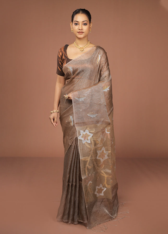 Cream Handloom Matka Pure Silk Saree With Blouse Piece