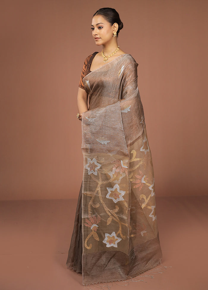 Cream Handloom Matka Pure Silk Saree With Blouse Piece