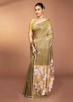 Cream Handloom Matka Pure Silk Saree With Blouse Piece