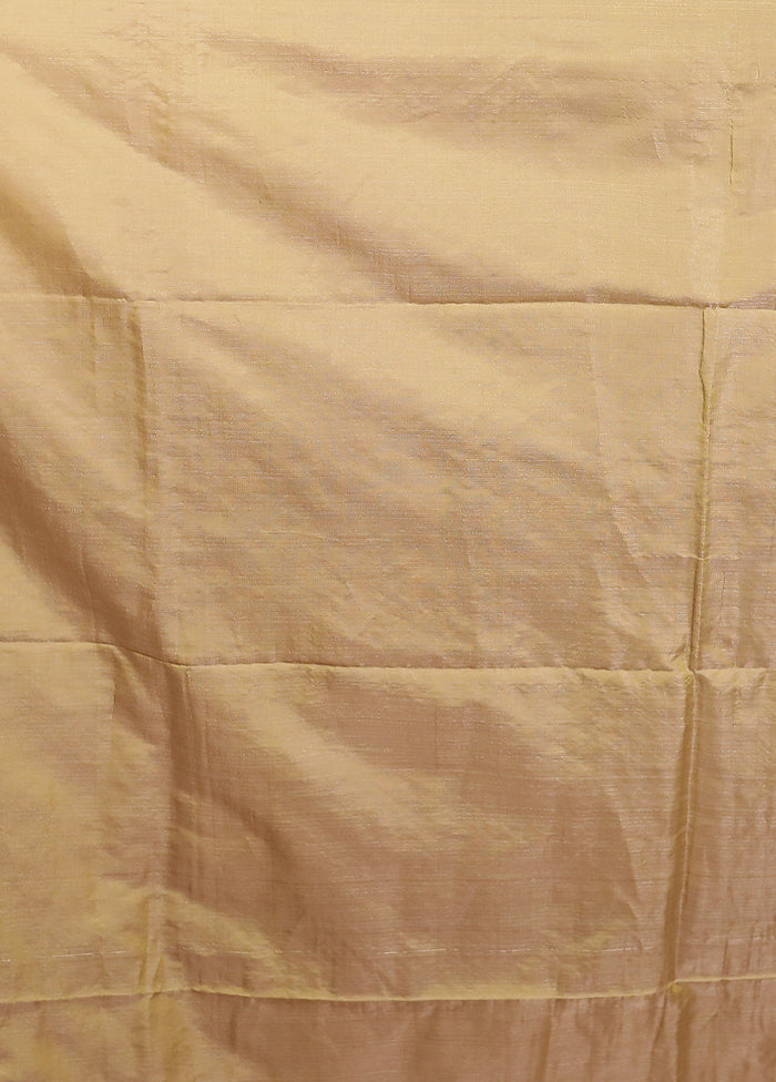 Cream Handloom Matka Pure Silk Saree With Blouse Piece