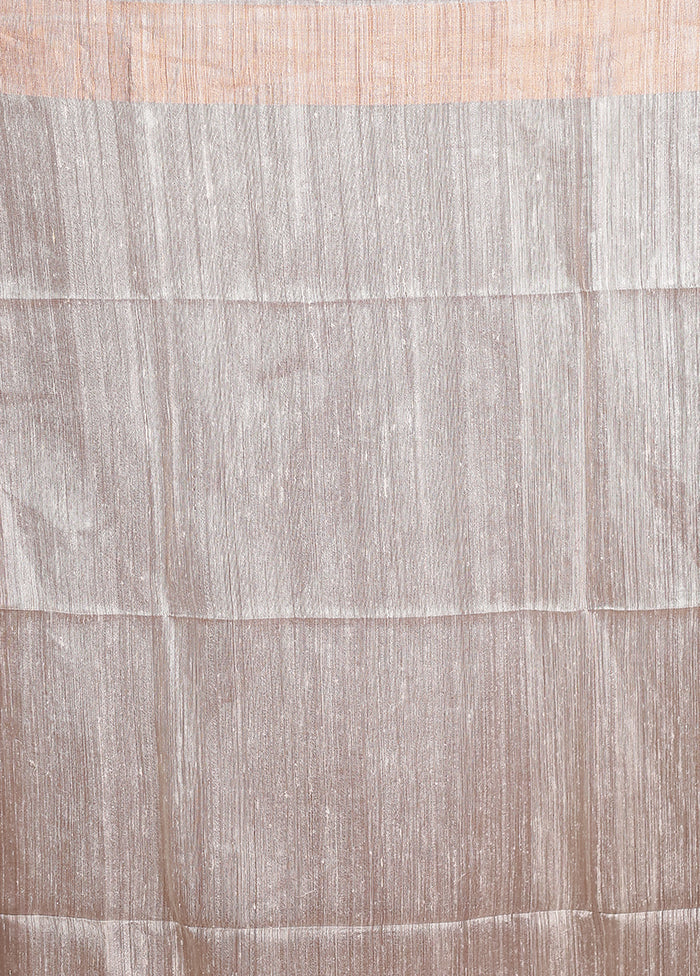 Grey Handloom Matka Pure Silk Saree With Blouse Piece