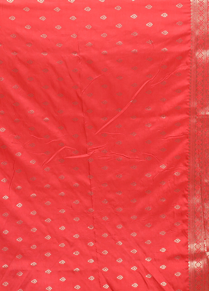 Red Dupion Silk Saree With Blouse Piece