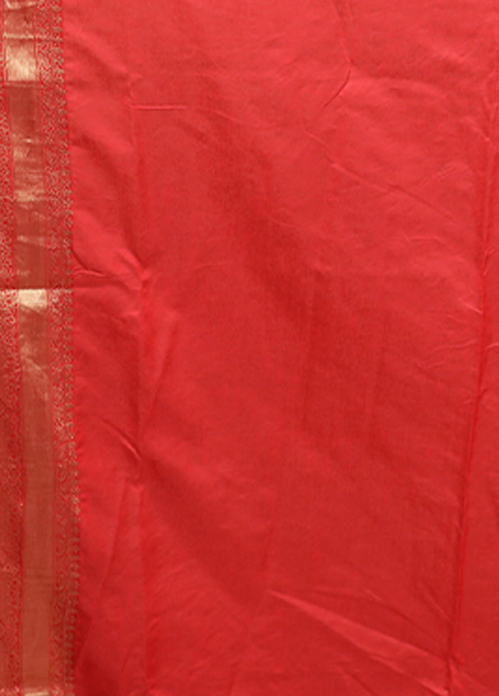 Red Dupion Silk Saree With Blouse Piece