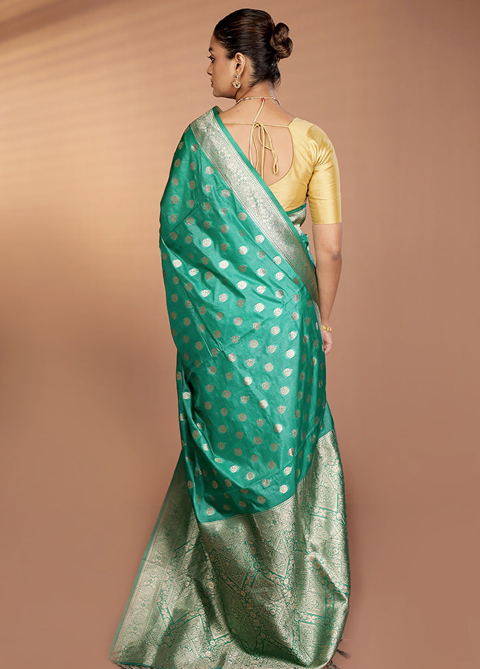 Green Dupion Silk Saree With Blouse Piece