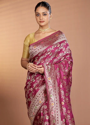 Purple Dupion Silk Saree With Blouse Piece
