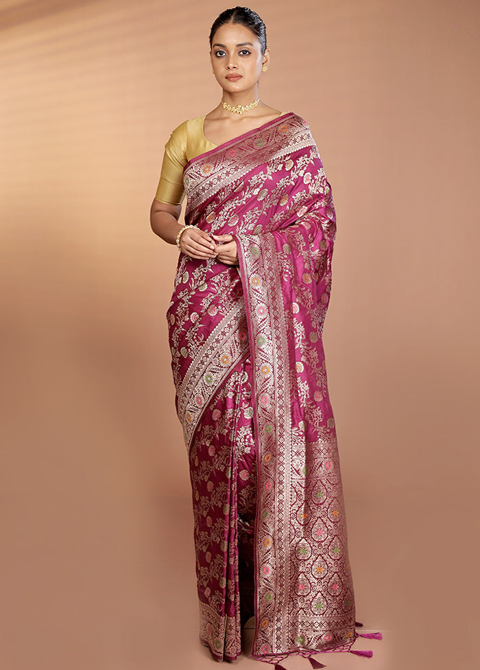 Purple Dupion Silk Saree With Blouse Piece