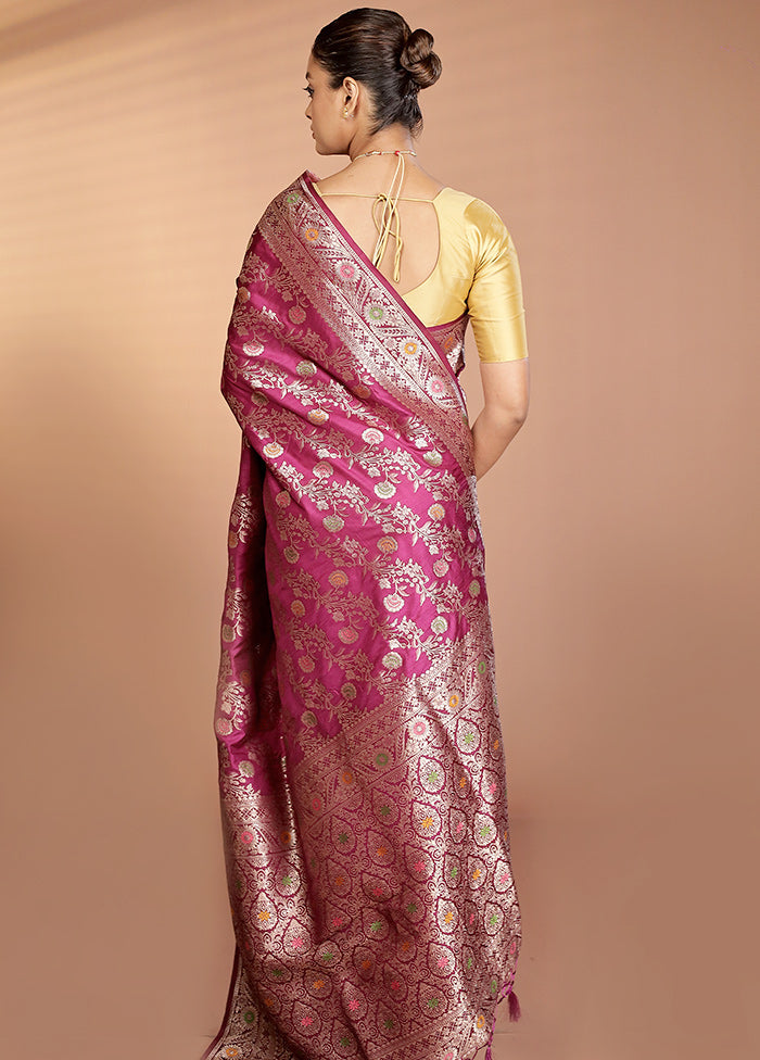 Purple Dupion Silk Saree With Blouse Piece