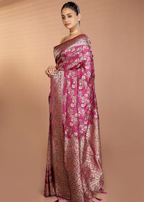 Purple Dupion Silk Saree With Blouse Piece