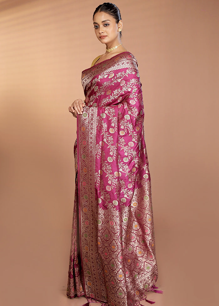 Purple Dupion Silk Saree With Blouse Piece