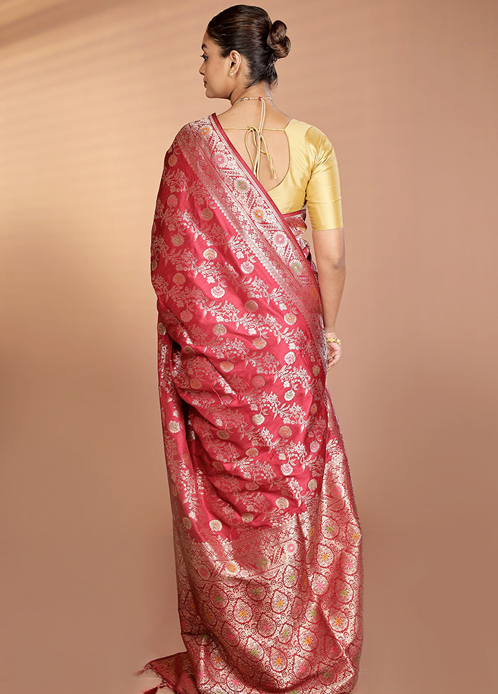 Maroon Dupion Silk Saree With Blouse Piece