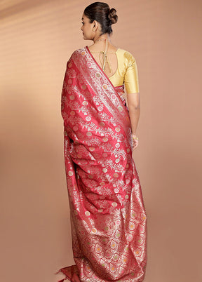 Maroon Dupion Silk Saree With Blouse Piece