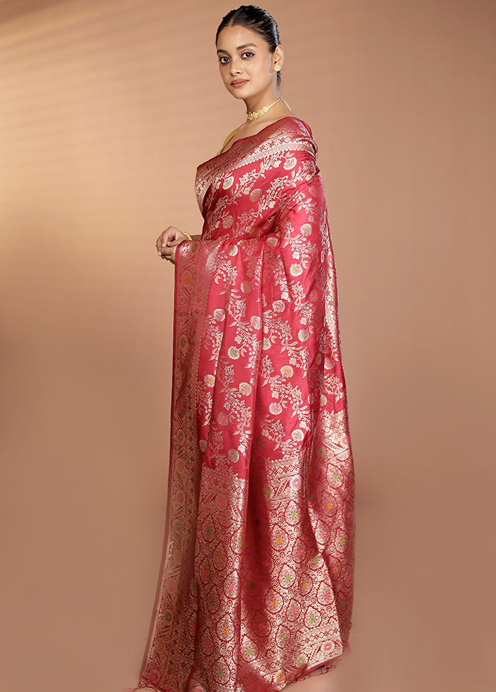 Maroon Dupion Silk Saree With Blouse Piece