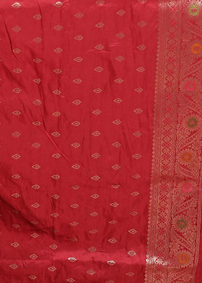 Maroon Dupion Silk Saree With Blouse Piece