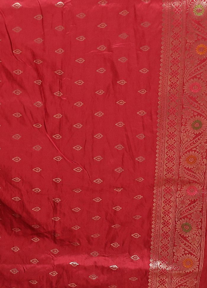 Maroon Dupion Silk Saree With Blouse Piece