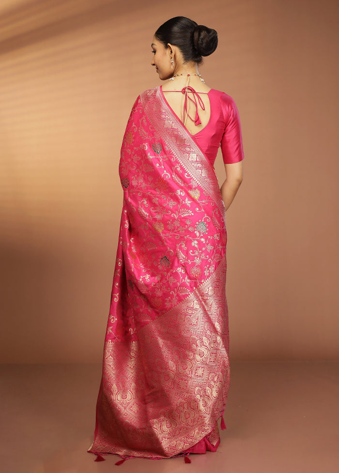 Pink Dupion Silk Saree With Blouse Piece