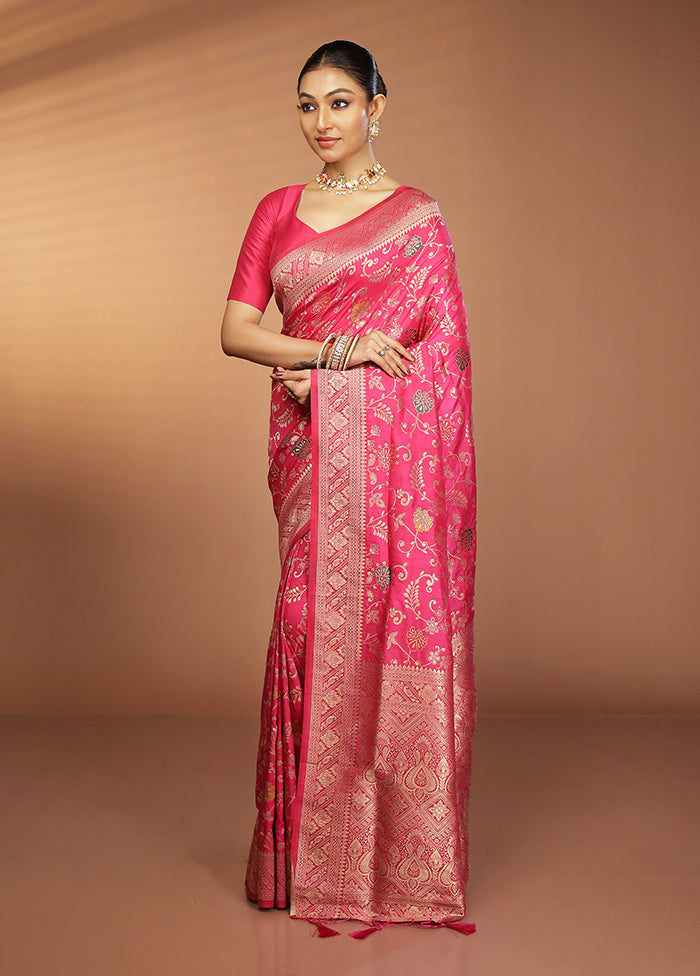 Pink Dupion Silk Saree With Blouse Piece