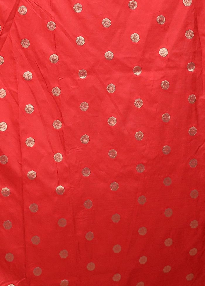 Red Dupion Silk Saree With Blouse Piece