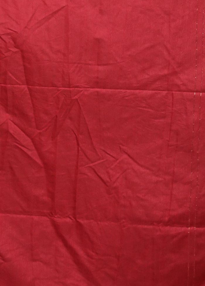 Maroon Dupion Silk Saree With Blouse Piece