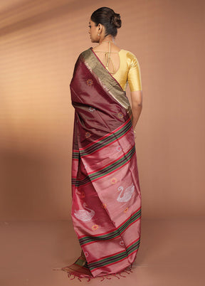 Blue Kalakshetra Pure Silk Saree With Blouse Piece