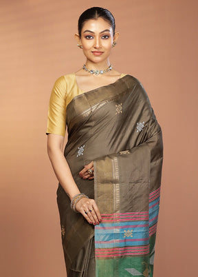 Purple Kalakshetra Pure Silk Saree With Blouse Piece