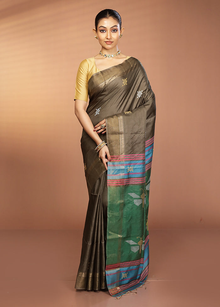 Purple Kalakshetra Pure Silk Saree With Blouse Piece