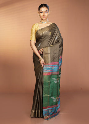 Purple Kalakshetra Pure Silk Saree With Blouse Piece