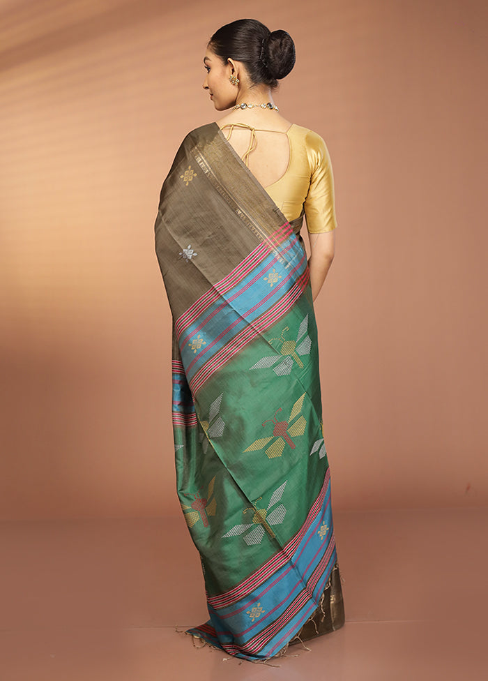 Purple Kalakshetra Pure Silk Saree With Blouse Piece