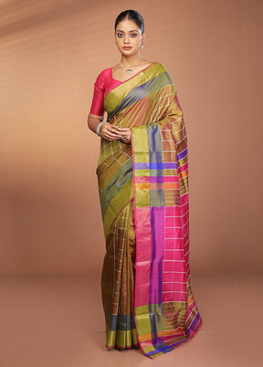 Green Kalakshetra Silk Saree With Blouse Piece