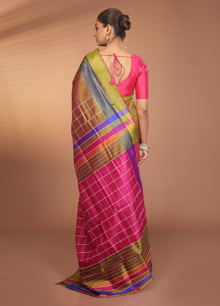 Green Kalakshetra Silk Saree With Blouse Piece