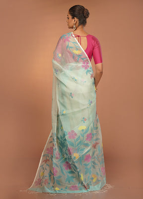 Blue Handloom Matka Pure Silk Saree With Blouse Piece