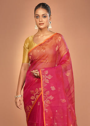 Red Handloom Matka Pure Silk Saree With Blouse Piece