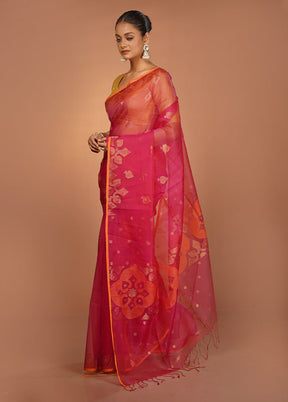 Red Handloom Matka Pure Silk Saree With Blouse Piece